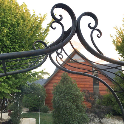 Ornate Metal Garden Arch - Distressed Black