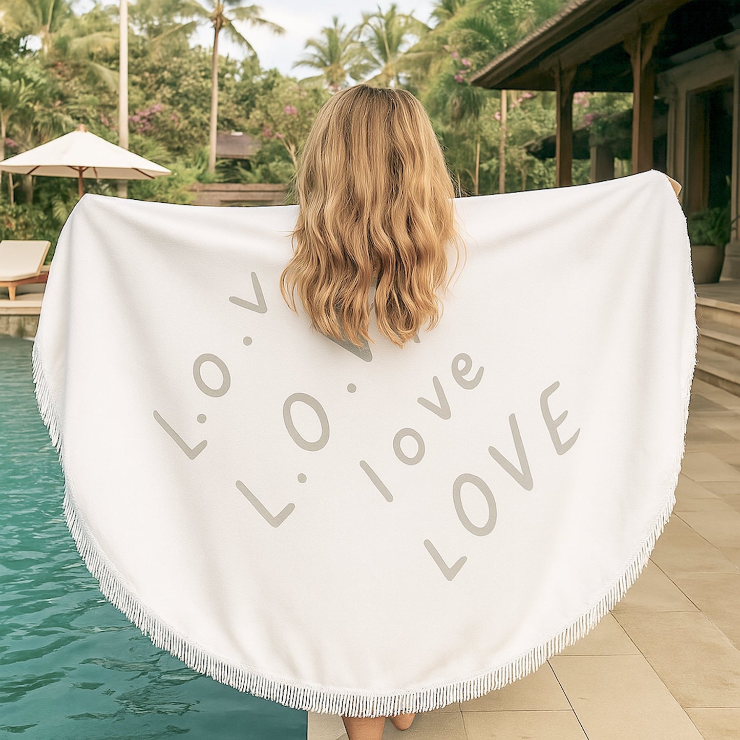 Round Beach Towel/Picnic Blanket - Love Always