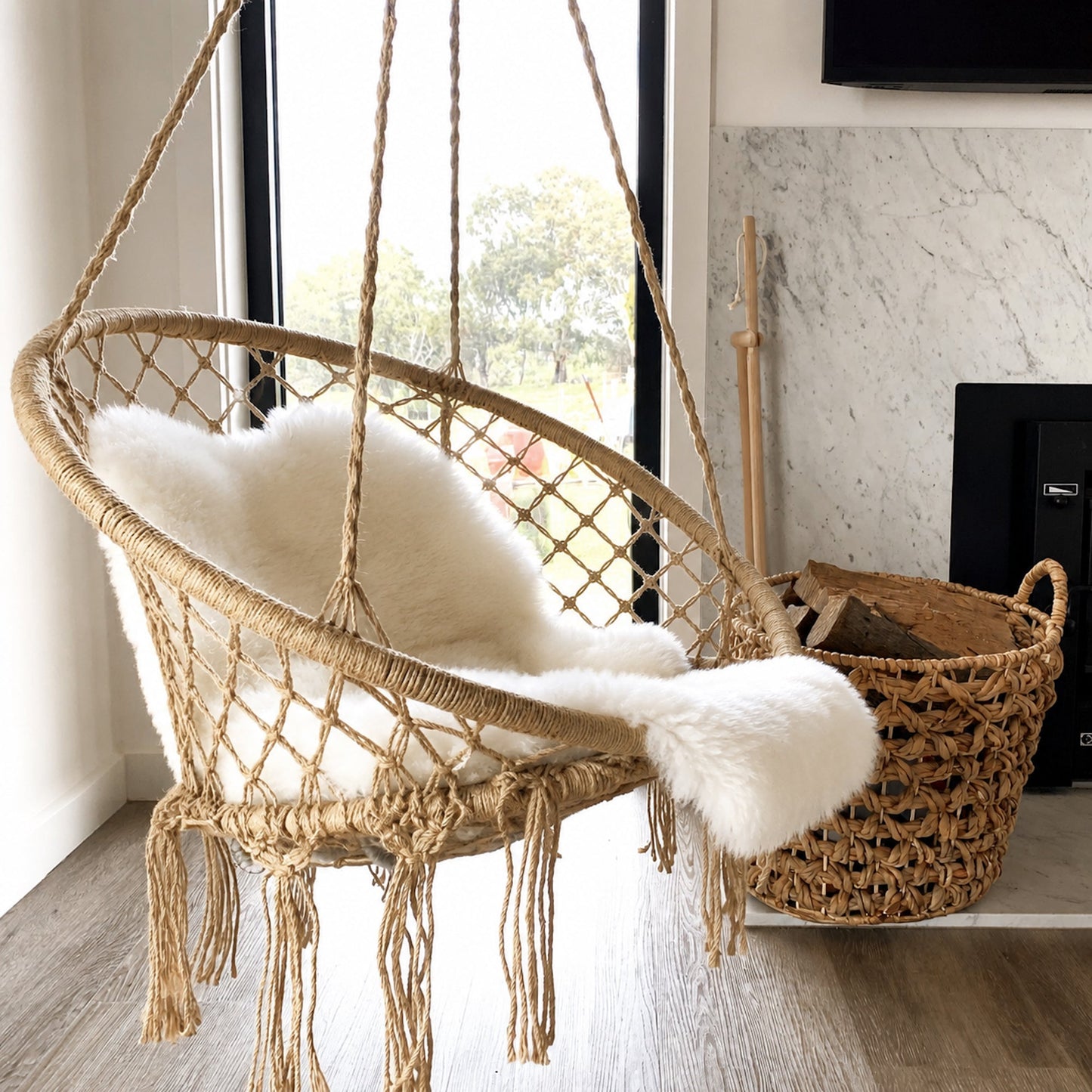 Madrid Macrame Hanging Chair Swing - Natural