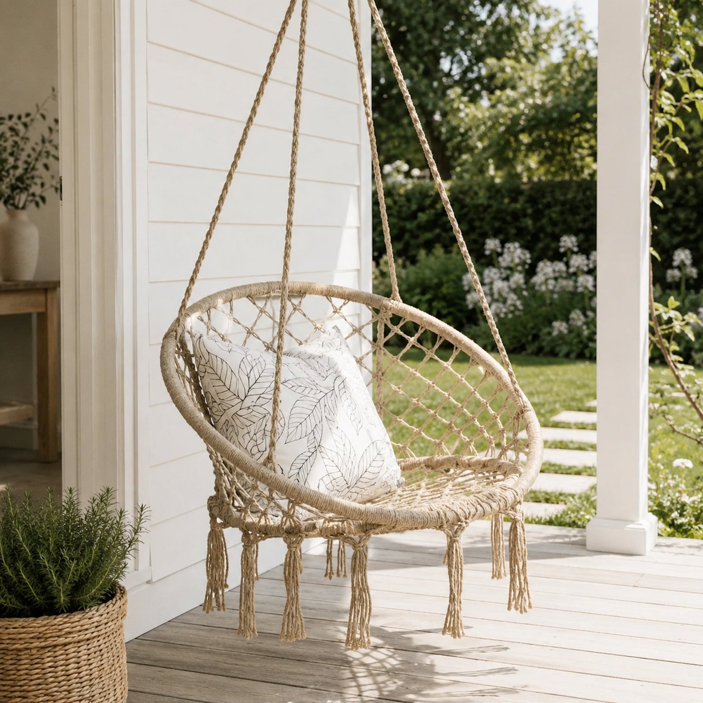 Madrid Macrame Hanging Chair Swing - Natural