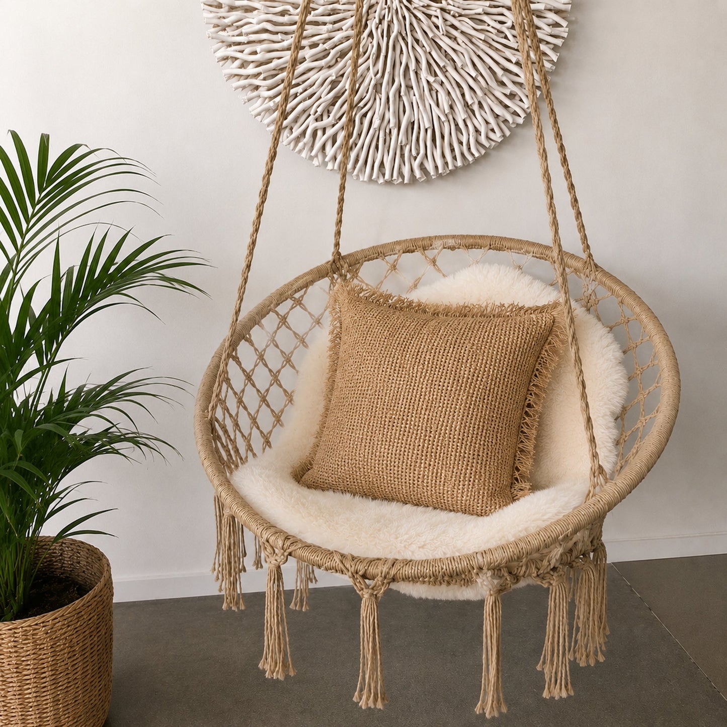 Madrid Macrame Hanging Chair Swing - Natural
