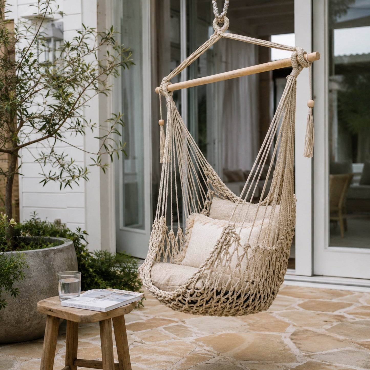 Salvador Macrame Hanging Hammock Chair - Natural
