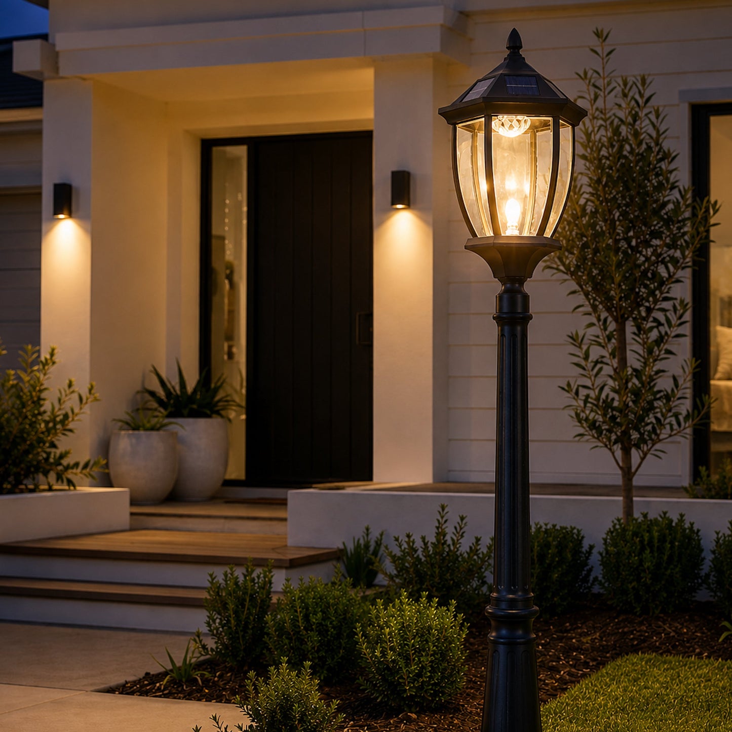 Solar Garden Light Post - Black